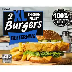 Iceland Iceland 2 XL Buttermilk Chicken Fillet Burgers 400g offer