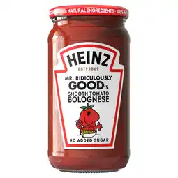 Iceland Heinz Mr. Ridiculously Good's Smooth Bolognese Pasta Sauce 490g offer