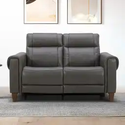 Costco Aiden & Ivy Spencer Grey Leather Power Reclining 2 Seater Sofa offer