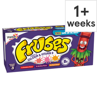 Tesco Frubes Strawberry Red Berry & Peach Yogurts 9X37g offer