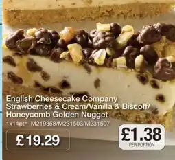 Makro English Cheesecake Company Strawberries & Cream/Vanilla & Biscoff/Honeycomb Golden Nugget offer