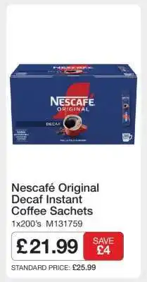 Makro Nescafé Original Decaf Instant Coffee Sachets offer
