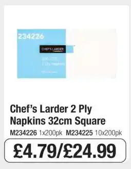 Makro Chef’s Larder 2 Ply Napkins 32cm Square offer