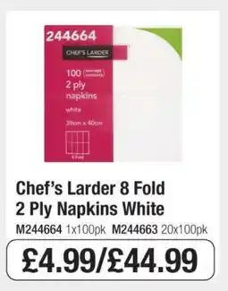 Makro Chef’s Larder 8 Fold 2 Ply Napkins White offer
