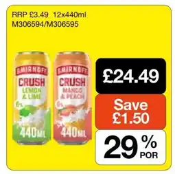 Makro Smirnoff Crush Lemon & Lime / Mango & Peach offer