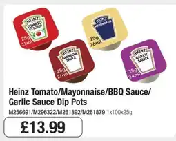 Makro Heinz Tomato/Mayonnaise/BBQ Sauce/Garlic Sauce Dip Pots offer