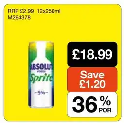 Makro Absolut Vodka Sprite offer