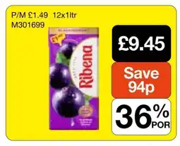 Makro Ribena Blackcurrant 12x1ltr offer
