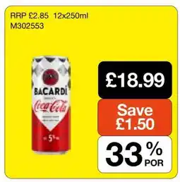 Makro Bacardi Coca-Cola 12x250ml offer