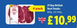 Lidl 21 Day British Beef Steaks offer