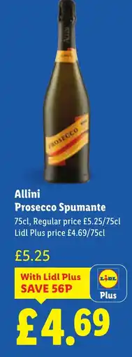 Lidl Allini Prosecco Spumante offer