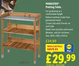 Lidl PARKSIDE Potting Table offer
