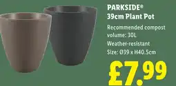 Lidl PARKSIDE 39cm Plant Pot offer