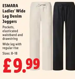 Lidl ESMARA Ladies' Wide Leg Denim Joggers offer