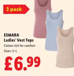 Lidl ESMARA Ladies' Vest Tops offer