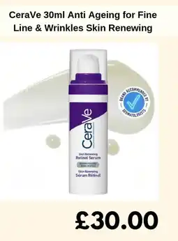 Sainsbury's CeraVe Anti Ageing for Fine Line & Wrinkles Skin Renewing offer