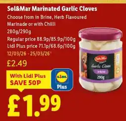 Lidl Sol&Mar Marinated Garlic Cloves offer