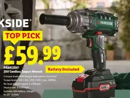 Lidl PARKSIDE 20V Cordless Impact Wrench offer