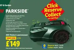 Lidl PARKSIDE 20V Robot Lawnmower offer