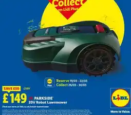 Lidl PARKSIDE 20V Robot Lawnmower offer