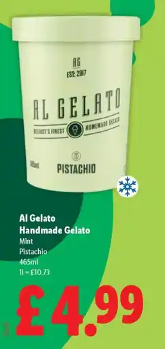 Lidl Al Gelato Handmade Gelato Mint Pistachio offer