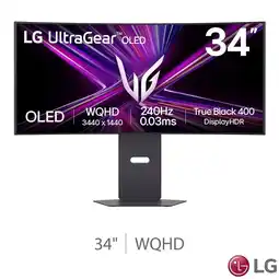 Costco LG UltraGear 34 Inch WQHD 240Hz OLED Gaming Monitor, 34GX900A-B offer