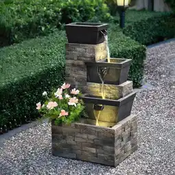 Costco 34.5 (86cm) Brick Tiered Outdoor Fountain with LEDs offer