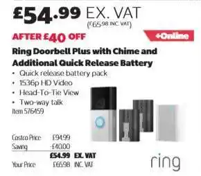 Ring Doorbell Plus with Chime and Additional Quick Release Battery
