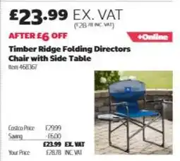 Costco Timber Ridge Folding Directors Chair with Side Table offer