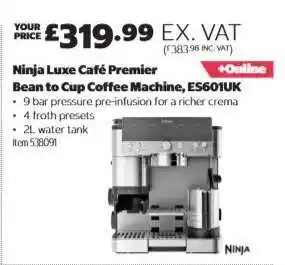 Ninja Luxe Café Premier Bean to Cup Coffee Machine, ES601UK
