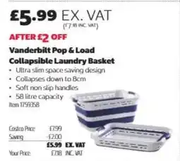 Costco Vanderbilt Pop & Load Collapsible Laundry Basket offer