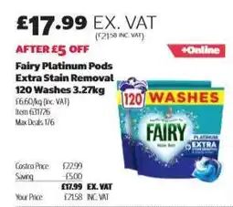 Costco Fairy Platinum Pods Extra Stain Removal 120 Washes 3.27kg offer