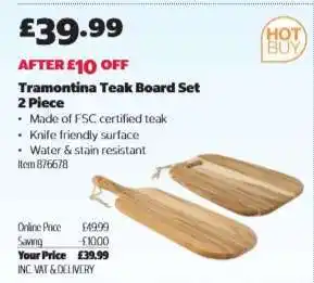Costco Tramontina Teak Board Set 2 Piece offer
