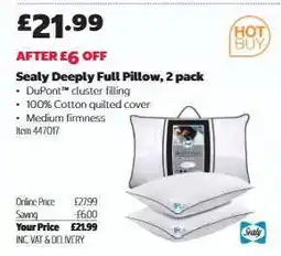Costco Sealy Deeply Full Pillow, 2 pack offer