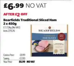 Costco Bearfields Traditional Sliced Ham 2 x 450g offer