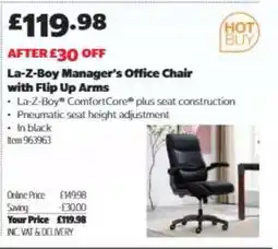 Costco La-Z-Boy Manager's Office Chair with Flip Up Arms offer