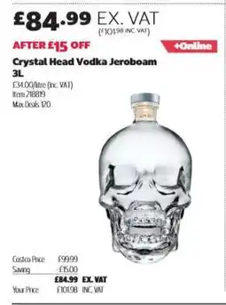 Costco Crystal Head Vodka Jeroboam 3L offer
