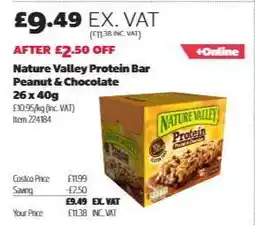 Costco Nature Valley Protein Bar Peanut & Chocolate 26 x 40g offer