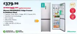 Costco Hisense RB395N4BCE Fridge Freezer in Stainless Steel offer