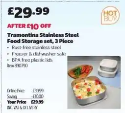 Costco Tramontina Stainless Steel Food Storage set, 3 Piece offer