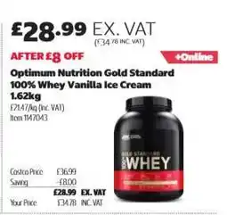 Costco Optimum Nutrition Gold Standard 100% Whey Vanilla Ice Cream 1.62kg offer