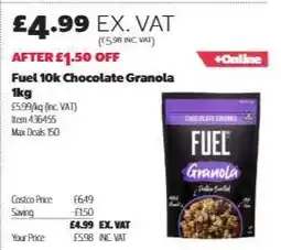 Costco Fuel 10k Chocolate Granola 1kg offer