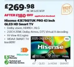 Costco Hisense 43E78QTUK PRO 43 Inch QLED HD Smart TV offer