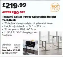 Costco Tresanti Geller Power Adjustable Height Tech Desk offer