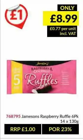 Musgrave MarketPlace Jamesons Raspberry Ruffle 6pk offer