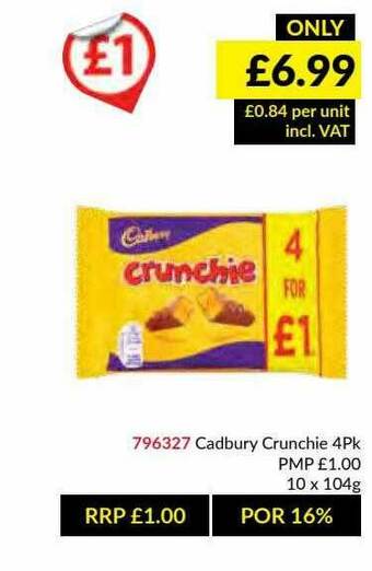 Musgrave MarketPlace Cadbury Crunchie 4pk offer