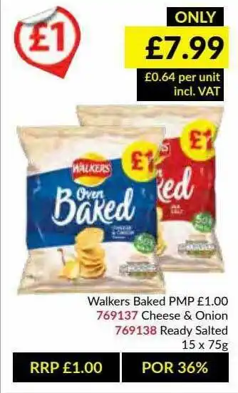 Musgrave MarketPlace Walkers Baked Cheese & Onion, Ready Salted offer