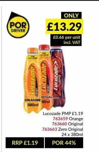 Musgrave MarketPlace Lucozade Orange, Original, Zero Original offer
