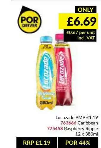 Musgrave MarketPlace Lucozade Caribbean, Raspberry Ripple offer