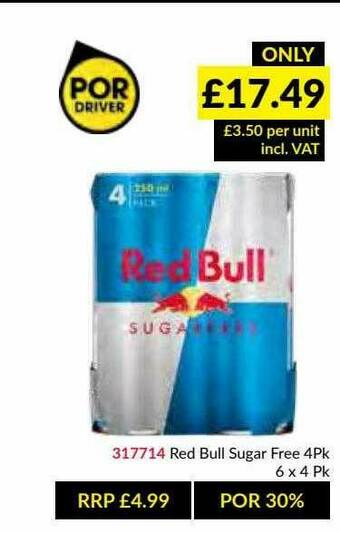 Musgrave MarketPlace Red Bull Sugar Free 4pk offer